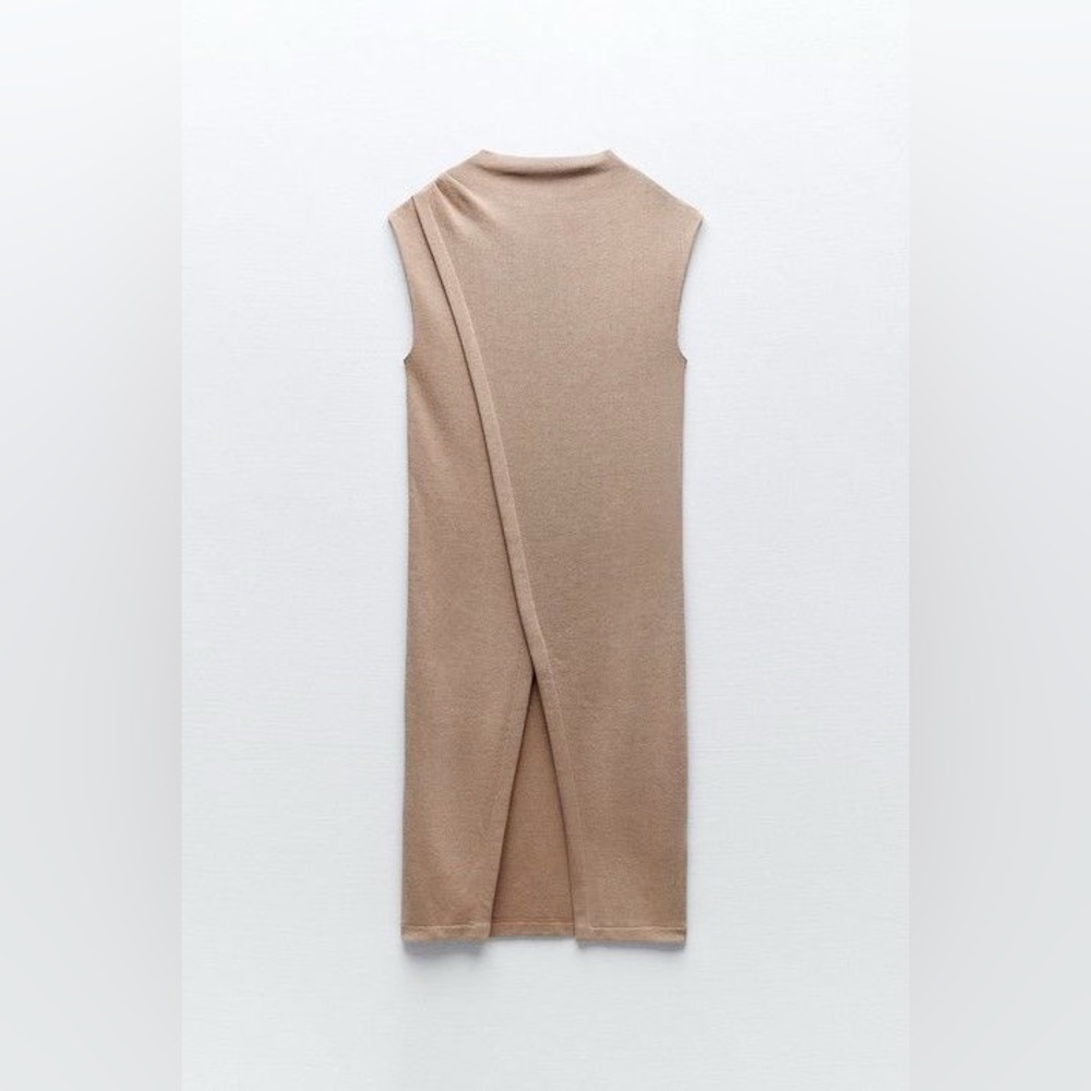Zara Tan Sleeveless Maxi Dress Women’s Size S – Minimalist Neutral Long Dress